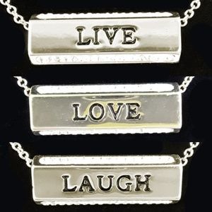 NWT Live, Love, Laugh Gold and Crystal Necklace